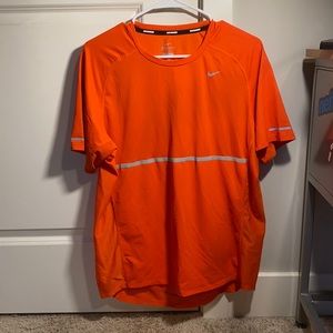 Orange Nike Dri-fit  Running Short Sleeve Shirt